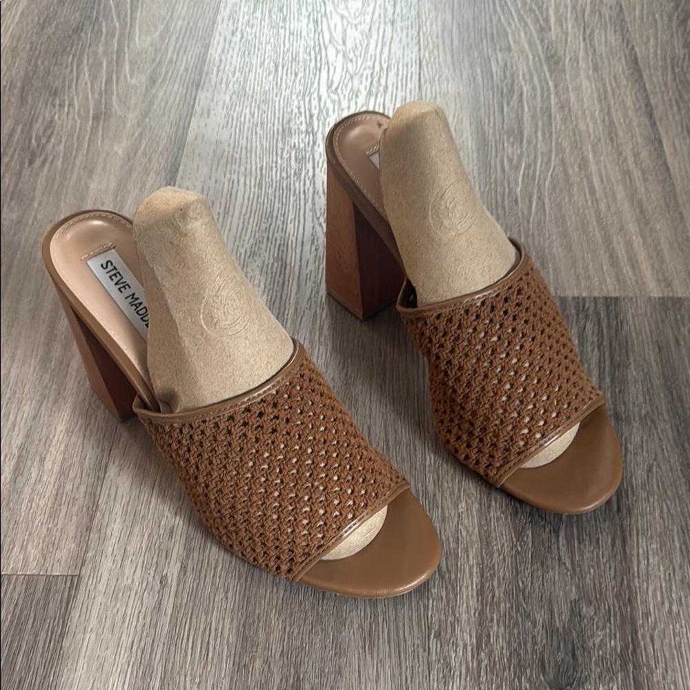 Steve Madden Women's Brown Sandals 11M Braided Soft Heeled
